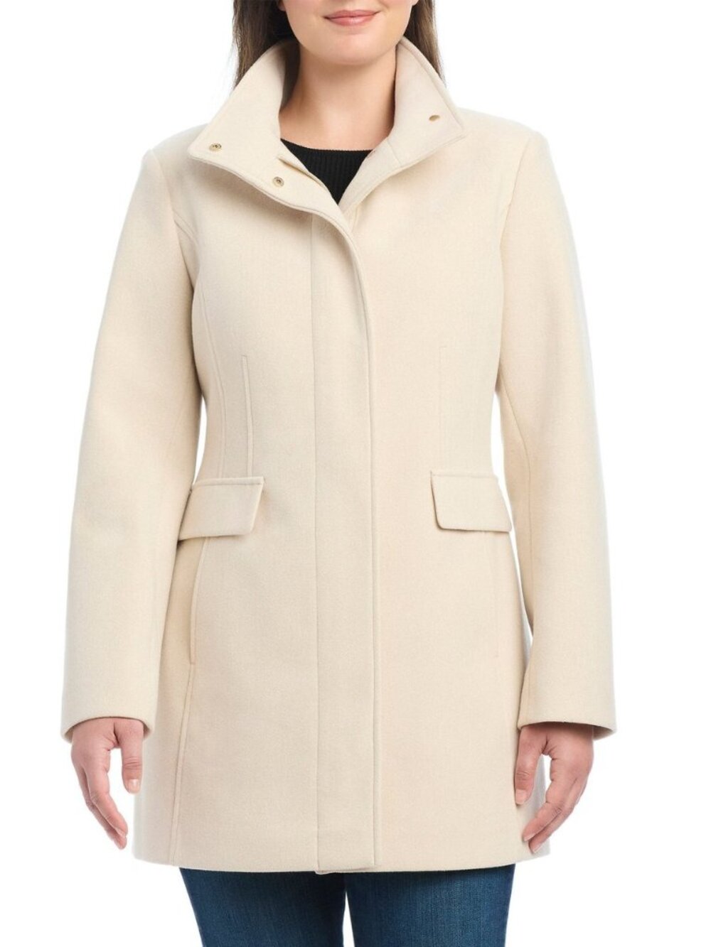 Vince Camuto Women's Faux Wool Jacket Zip & Snap Coat